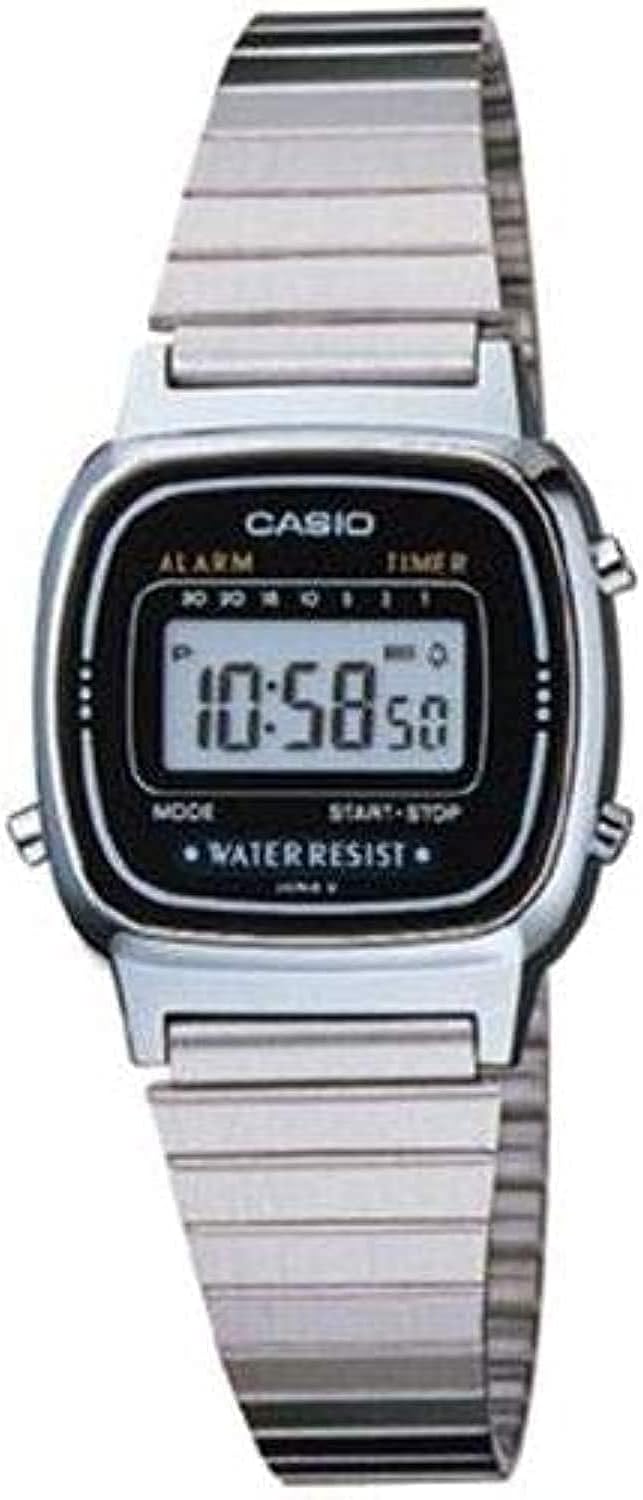 Casio Orologio da polso digitale da donna in acciaio inossidabile LA670W