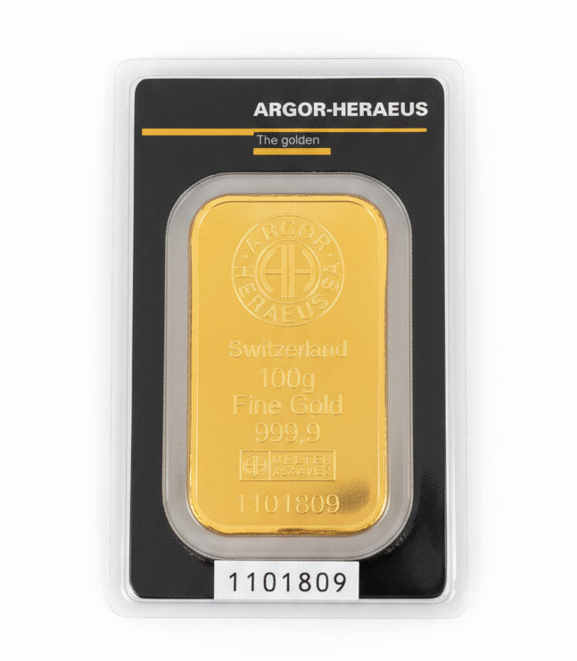 Lingotto in oro 24 kt. (999.9)C  oro puro 100 gr.