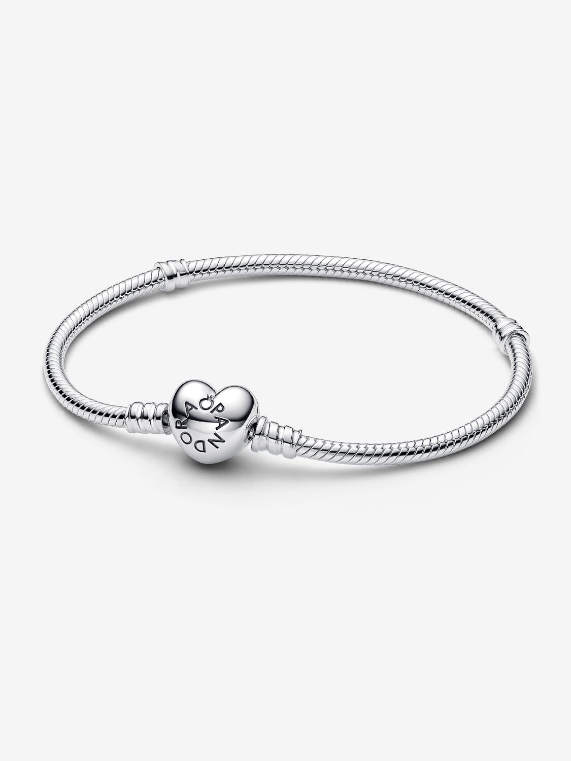 PANDORA Icons - Bracciale in argento, con maglia snake e chiusura a cuore